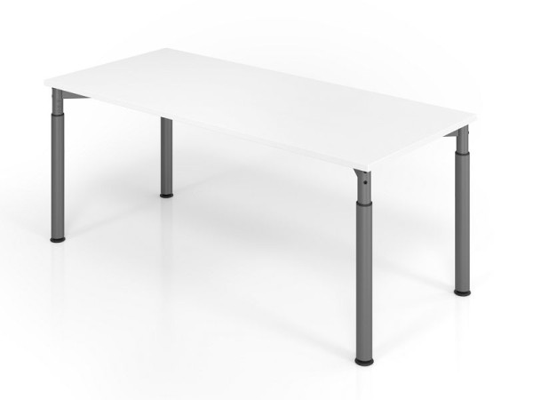 Bureau Hammerbacher YS19, 180 x 80 cm, plateau : blanc, épaisseur 25 mm, chant épais en ABS, forme rectangulaire, graphite, VYS19/W/G