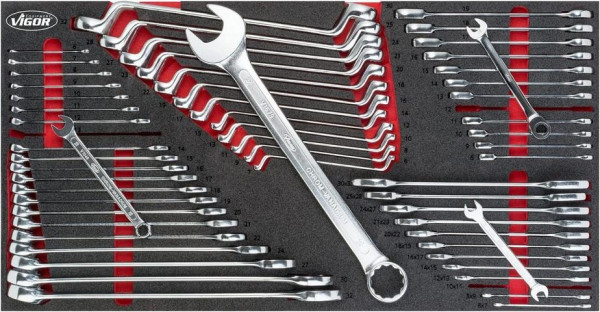 Clé mixte VIGOR, jeu de clés polygonales doubles pour série XL, 6 - 36, 6 x 7 - 30 x 32, nombre d'outils : 58, V6650