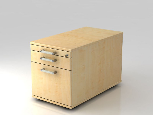 Conteneur roulant Hammerbacher 80cm, 1 tiroir, 1 HR, serrure poignée chromée érable, 42,8x51,2x80 cm, 1/2/6 HE, VTC20/3/3/CE