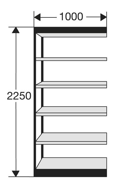 Kerkmann étagère de bureau Progress 2000, L 1000 x P 300 x H 2250 mm, argent/gris clair, 50291214