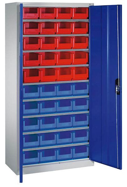 Armoire Bedrunka+Hirth avec caissons de rangement et étagères visibles, 4x étagères, dimensions en mm (LxPxH) : 1000 x 420 x 1980, 04.144.20