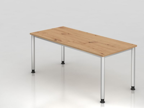 Bureau Hammerbacher HS19, 180 x 80 cm, plateau : chêne noueux, épaisseur 25 mm, chant ABS 2 mm, forme rectangulaire, VHS19/R/S