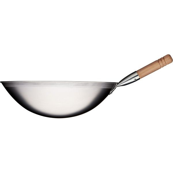 Wok Stalgast, acier inoxydable brossé, longueur du manche 200 mm, KG1501400