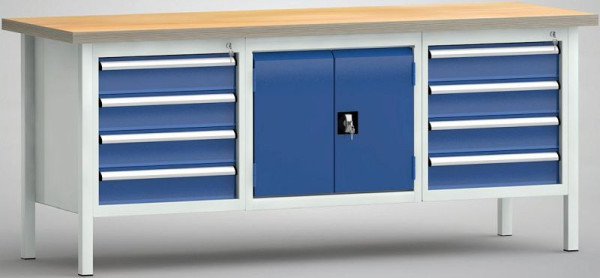 Etabli standard KLW, 2000 x 700 x 840 mm, avec plateau multiplex en hêtre, WS239N-2000M40-E2050