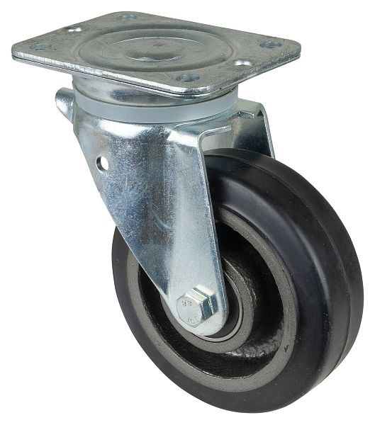 Roulette robuste BS Wheels, largeur de roue 50 mm, Ø roue 150 mm, capacité de charge 350 kg, bandages élastiques noirs, corps de roue coulé, roulements à billes, N100.B81.151