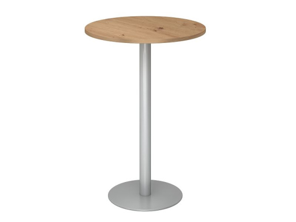 Table de bar Hammerbacher 80cm ronde chêne noueux/argent, VSTH08/R/S