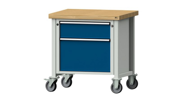 Établis ANKE Établi en caisson, modèle 55 V, 800 x 700 x 850 mm, RAL 7035/5010, BMP 50 mm, 307.034