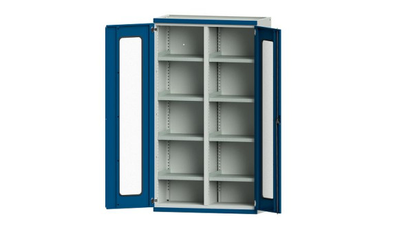 Etablis ANKE, armoire pour charges lourdes, modèle 201, 1085 x 500 x 1950 mm, zone de visualisation en plexiglas, RAL 7035/5010, 620.236