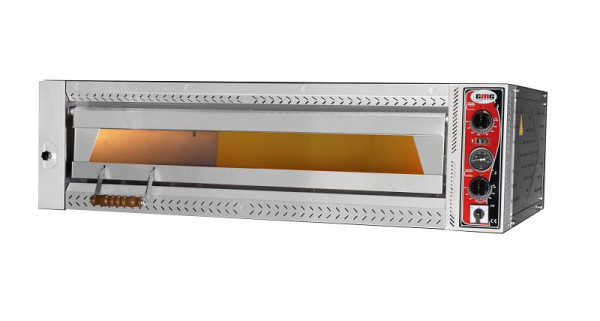 Four à pizza GMG Maxima S, 9x Ø 35cm, 12 kW 400V, empilable, avec socle en briques réfractaires, 1 chambre de cuisson, PEF105105 SE