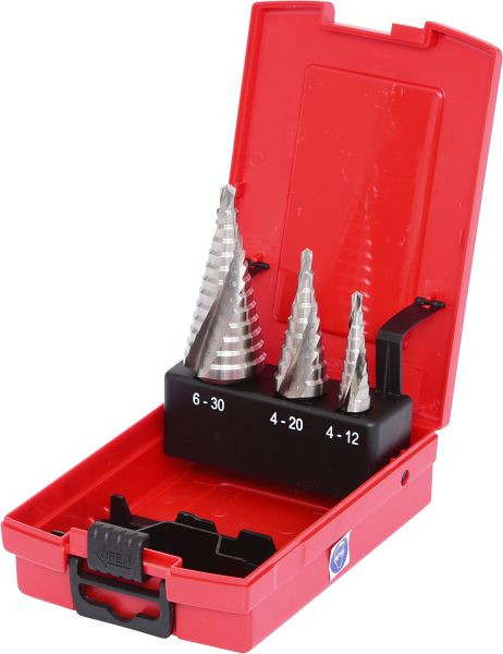 KS Tools Jeu de forets étagés HSS, cassette en plastique 3 pièces, 330.2404