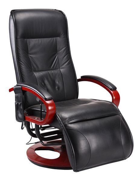 Fauteuil de relaxation Mendler ARLES II, fauteuil de relaxation, fauteuil de massage, AVEC massage, cuir, noir, 11746