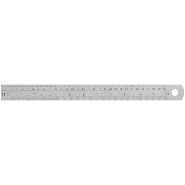 Règle en acier Vogel Germany, type D, 300 mm x 30 mm x 1,0 mm, lecture de gauche à droite, 1018040030