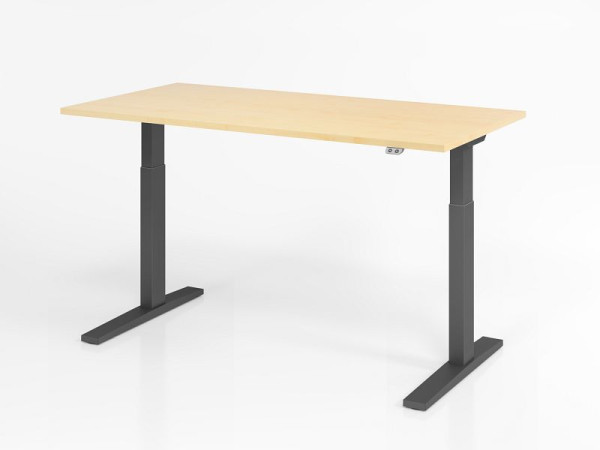 Bureau Hammerbacher XMKA16, 160 x 80 cm, plateau : érable, épaisseur 25 mm, chant épais en ABS, forme rectangulaire, graphite, VXMKA16/3/G