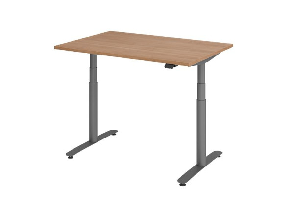 Hammerbacher bureau assis-debout électrique 120x80cm noyer/graphite, VXDLR12/N/G