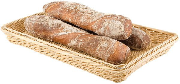 Panier APS GN 1/4, 26,5 x 16,2 cm, hauteur : 6,5 cm, polypropylène, beige clair, avec fil inox dans le bord, 40226