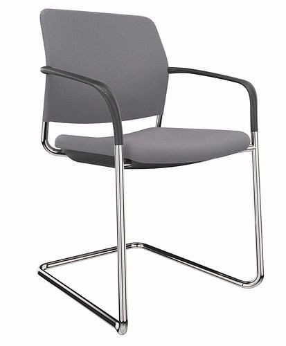 DENIOS chaise visiteur Cay, chaise cantilever, accoudoir, empilable, gris, 292444
