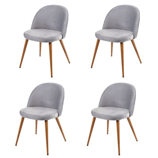 Mendler Lot de 4 chaises de salle à manger HWC-D53, chaise de cuisine design rétro années 50, velours, gris clair, 63103