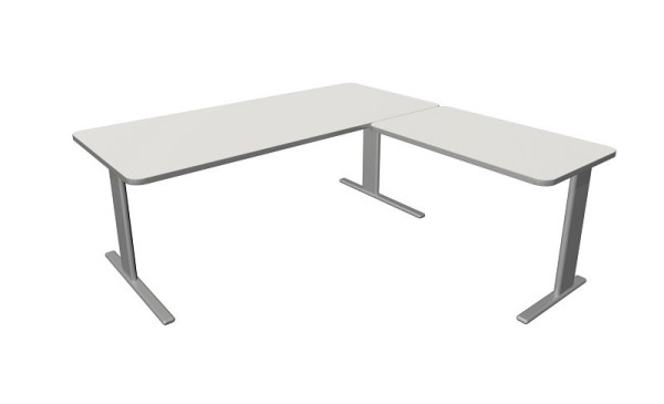 Bureau Kerkmann Unic L 1800 x P 800 x H 750 mm, élément complémentaire 1000 x 600 mm, blanc, 11334410