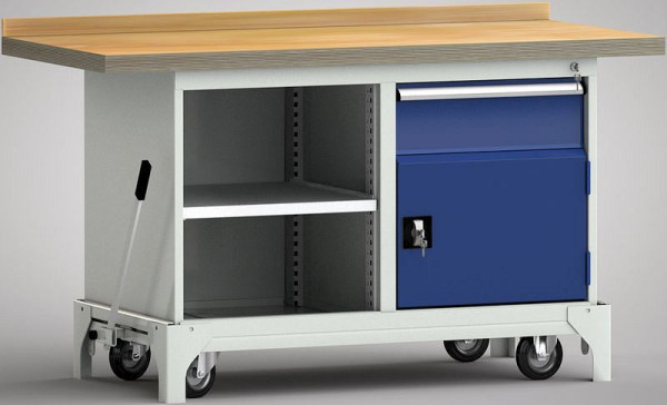 Etabli professionnel mobile KLW - 1500 x 700 x 871 mm L x l x H, WP782N-1500M45-E7033