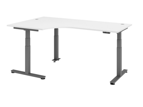 Hammerbacher table d'angle assis-debout électrique 200x120cm 90° blanc, VXDSM82/W/G