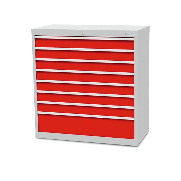 Armoire à tiroirs Bedrunka+Hirth, série T500-9, avec 8 tiroirs, différentes hauteurs de façade, 90.701A