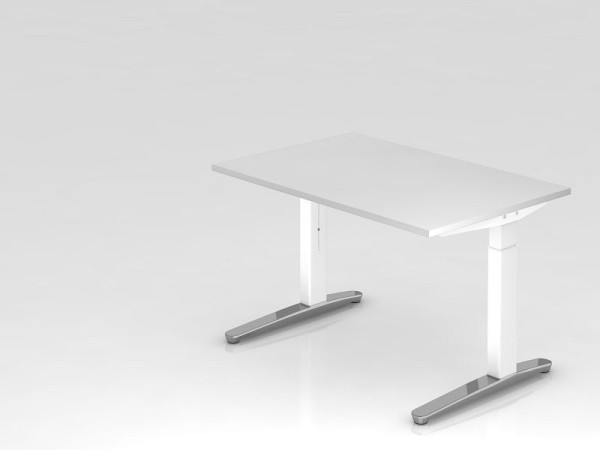 Bureau Hammerbacher pied C 120x80cm blanc/blanc, poli, forme rectangulaire, VXB12/W/WC