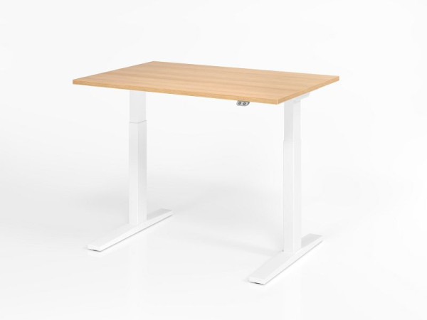 Bureau Hammerbacher XMKA12, 120 x 80 cm, plateau : chêne, épaisseur 25 mm, chant épais en ABS, forme rectangulaire, blanc, VXMKA12/E/W