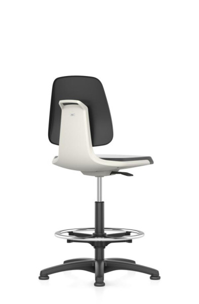 bimos Chaise de travail Labsit avec patins, assise H.520-770 mm, similicuir, coque blanche, 9121-MG01-3403
