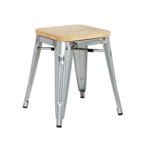Chaise de bistrot en acier galvanisé Bolero avec siège en bois (lot de 4), GM634