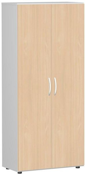 armoire à double porte geramöbel avec pieds, amortisseur de porte inclus, verrouillable, 800x420x1808, hêtre/gris clair, S-385100-BL