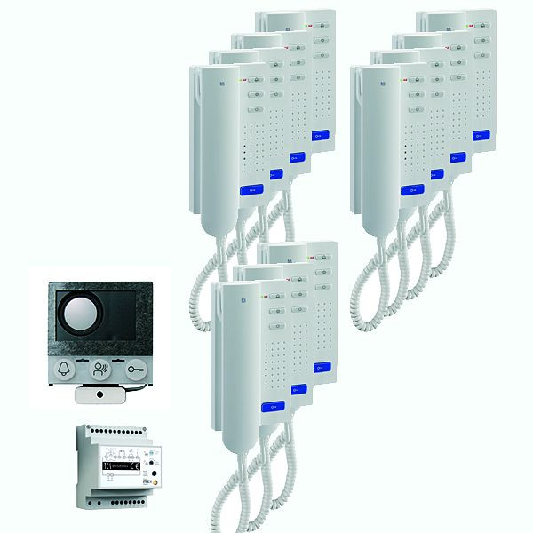 TCS audio:pack installation pour 11 unités résidentielles, avec haut-parleur intégré ASI12000 + 11x interphone ISH3030 + centrale BVS20, PAIH110/004