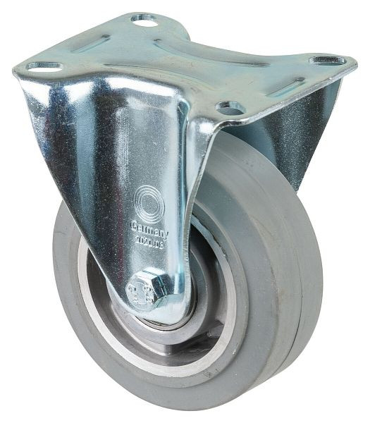 Rouleau de transport BS rollers, rouleau fixe, largeur de roue 40 mm, roue Ø 100 mm, capacité de charge 150 kg, pneus élastiques gris, aluminium, roulements à billes, L410.B83.100