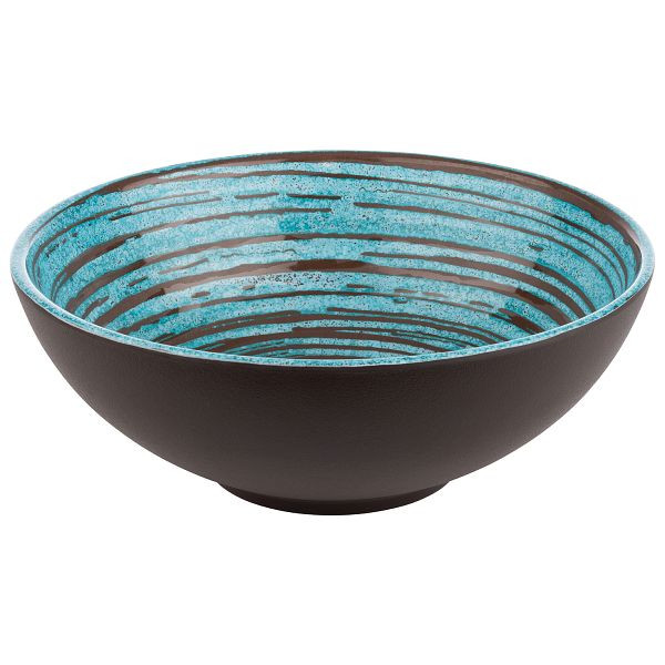 Bol APS -CANCUN-, Ø 24 x 9 cm, mélamine, intérieur : décor, turquoise / marron, extérieur : marron, 1,8 litres, 85208