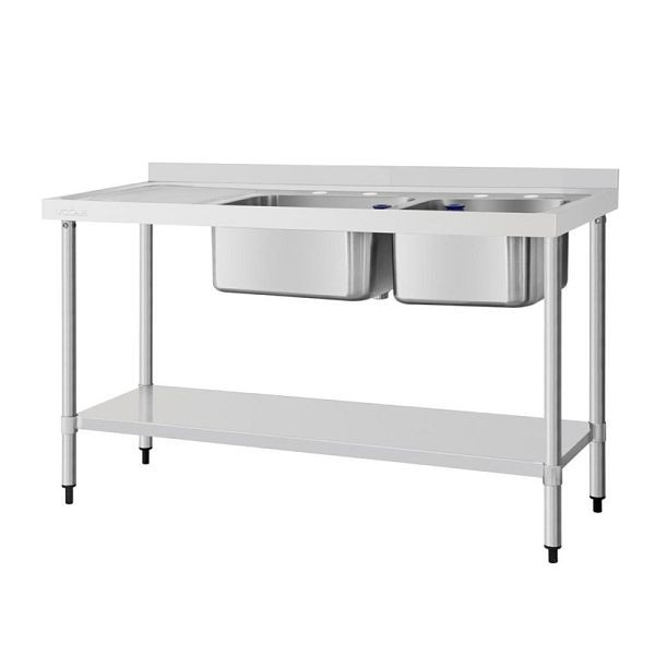 Vogue évier en acier inoxydable double égouttoir gauche 150x60cm, DY825