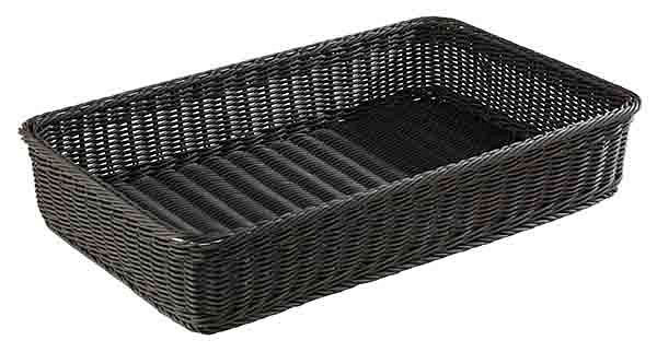 Panier APS GN 1/1, 53 x 32,5 cm, hauteur : 10 cm, polypropylène, noir, avec fil en acier inoxydable dans le bord, -PROFI LINE-, 50722