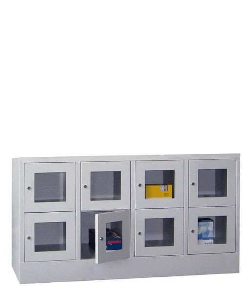 Armoire vestiaire Pavoy avec base 855/500/1600, 4l x 2h, serrure à cylindre, largeur de compartiment 400, hublot, 61213-424-091-910905