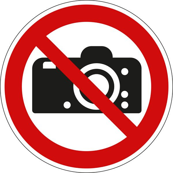 Panneau d'interdiction Eichner "Photographie interdite", Ø 10 cm, film PVC, autocollant pour usage intérieur et extérieur, 9225-10040-010