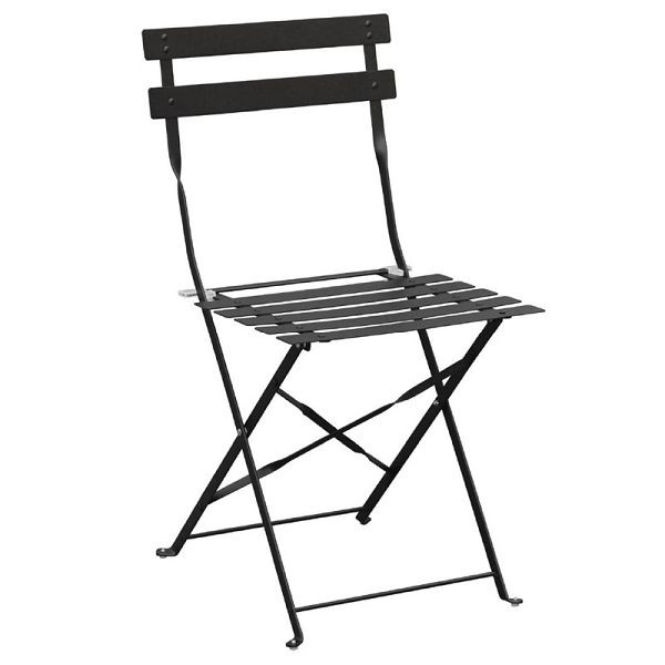 Chaises de patio pliantes Bolero acier noir, UE: 2 pièces, GH553
