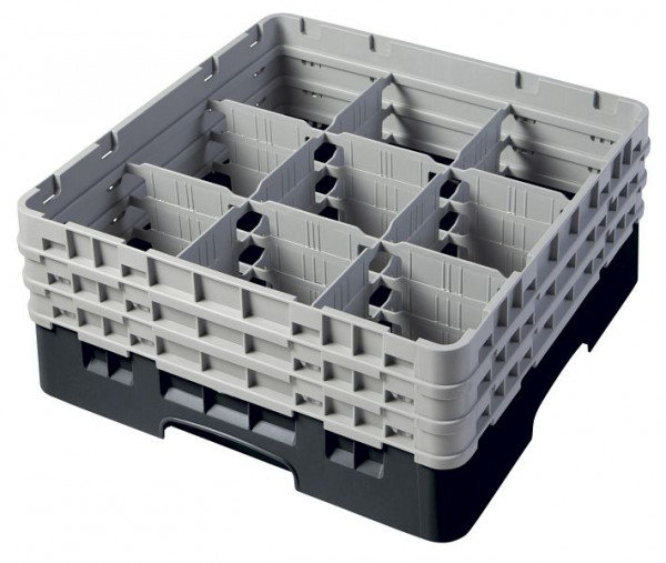 Panier de lavage Cambro 9 compartiments Camrack® 17,4 cm noir, lot de 3, 9S638110