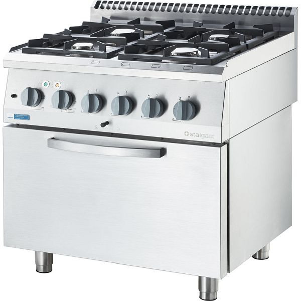Réchaud à gaz Stalgast ECO 4 feux avec four électrique à convection (600 x 400 mm / GN 1/1) série 700 ND - G20, 4 feux (4x3,5 kW), SL33444SE