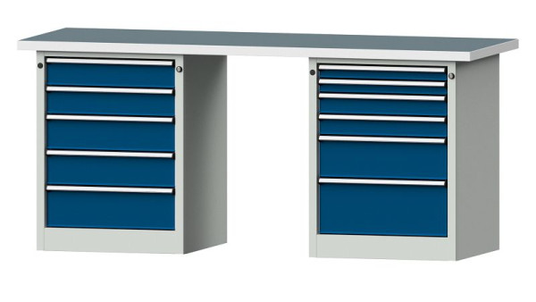Établis ANKE Établi combiné, modèle 841 V, 2000 x 700 x 890 mm, RAL 7035/5010, UBP 40 mm, 415.121