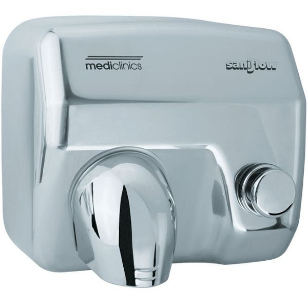 Sèche-mains Mediclinics Saniflow Push, acier inoxydable brillant, 205.550