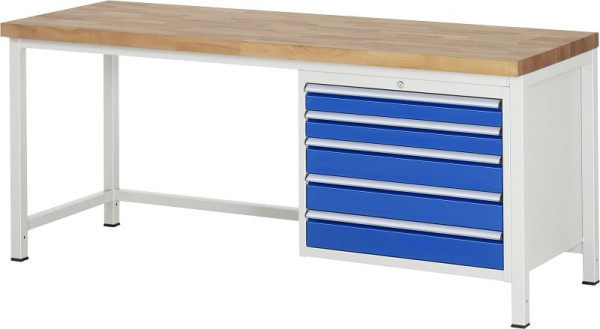 Etabli RAU série 8000 - modèle 8271, L2000 x P700 x H840-1040 mm, base système L1995 x P650 x H800-1000 mm, 03-8271A1-207B4H.11