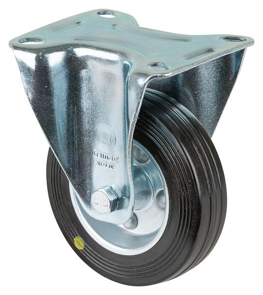 Rouleau de transport BS rollers, rouleau fixe, largeur 30 mm, Ø100 mm, jusqu'à 100 kg, caoutchouc antistatique noir, roulement à rouleaux, plaque, lot de 2, L410.B58.100