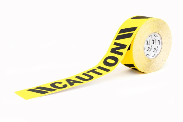m2 revêtement antidérapant marquage d'avertissement noir/jaune avec texte "Attention" rouleau 75mmx18,3m, M15ER075183
