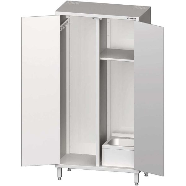 Armoire haute Stalgast avec évier, 1 porte battante, étagères réglables en hauteur, 1000x500x2000 mm (LxPxH), VHK10560