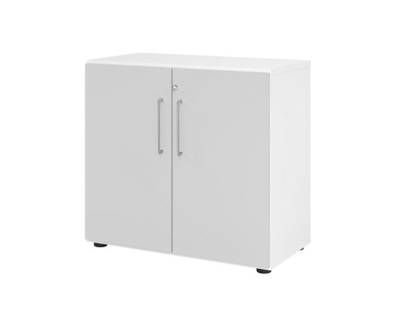 Armoire Hammerbacher 928T2, 2 OH, corps : blanc / façade : gris, 80x41,7x74,8 cm, angle d'ouverture 110°, serrure arrière, V928T2/W/5/BS