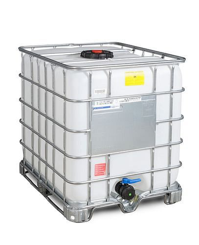 Conteneur pour marchandises dangereuses DENIOS IBC, EX, glissières en acier, 1000 litres, NW225, bec NW80, 266-175