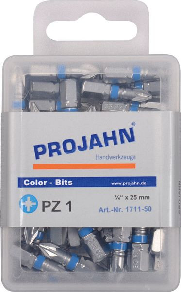 Embout marqué Projahn 1/4" L25 mm Pozidriv N°1 paquet de 50, 1711-50
