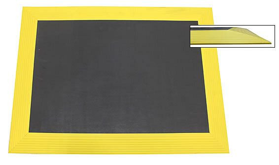 Tapis anti-fatigue Ergomat XL Bubble Down avec bords jaunes, longueur 120 cm, largeur 60 cm, BDXL60120-YB
